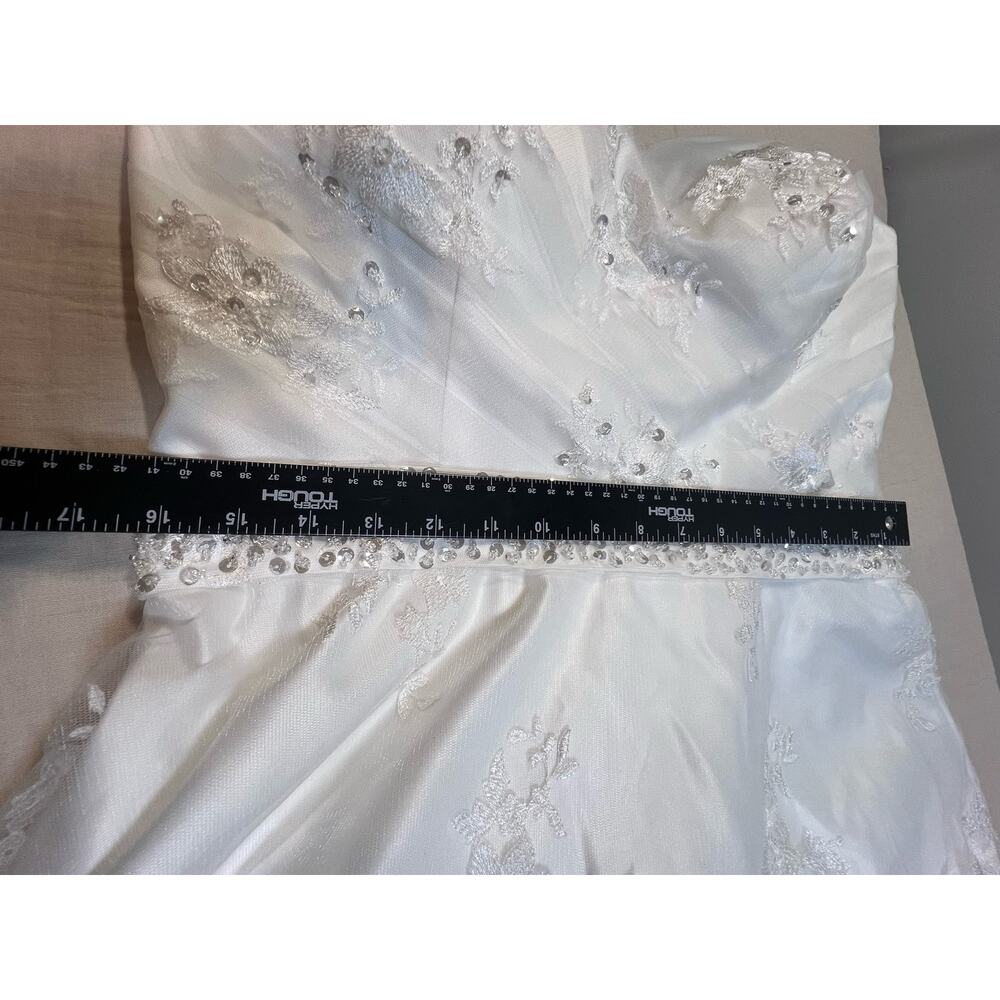 NWT‎ Sunvary Wedding Dress Lace Sequins Flower Lace Up A-Line Layered Size 14-16 - Picture 10 of 15